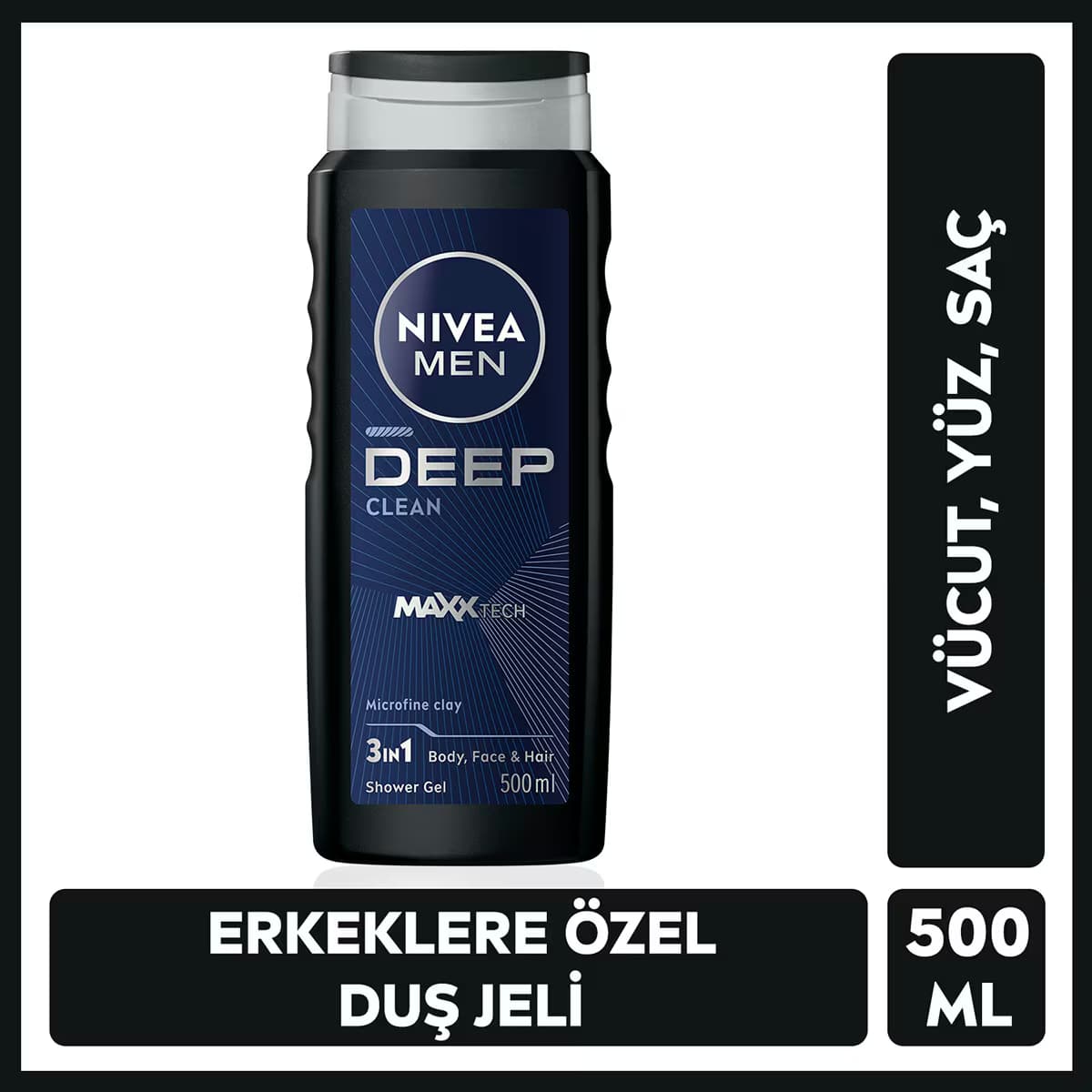 Nivea Men Erkek Banyo ve Duş Jeli Deep Dimension 500 ml Vücut Saç Yüz