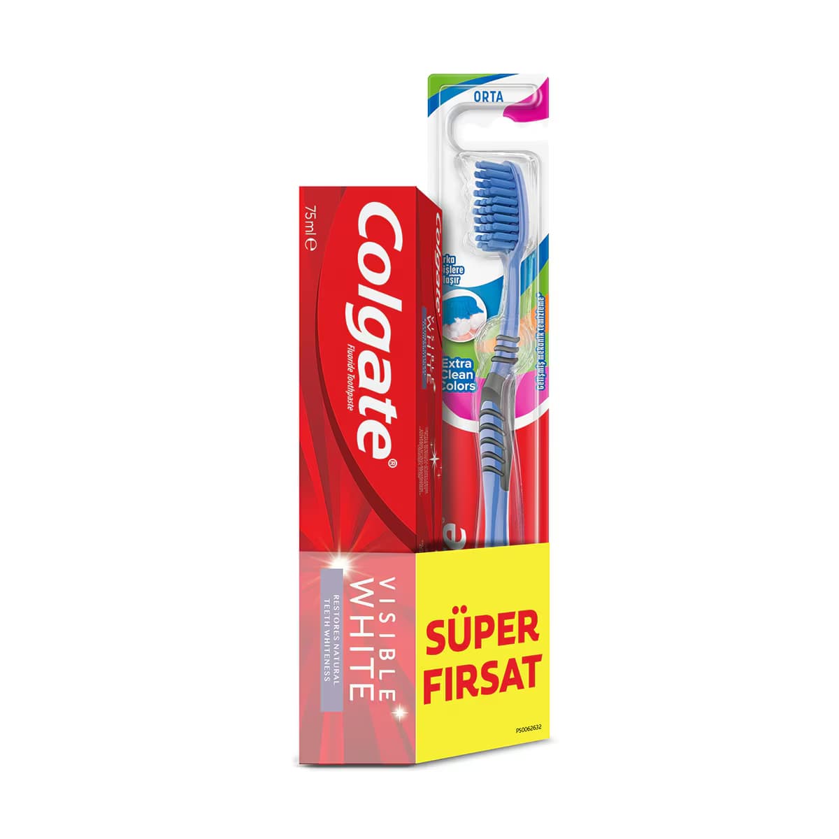 Colgate Visible White Diş Macunu 75 ml ve Extra Clean Diş Fırçası Seti
