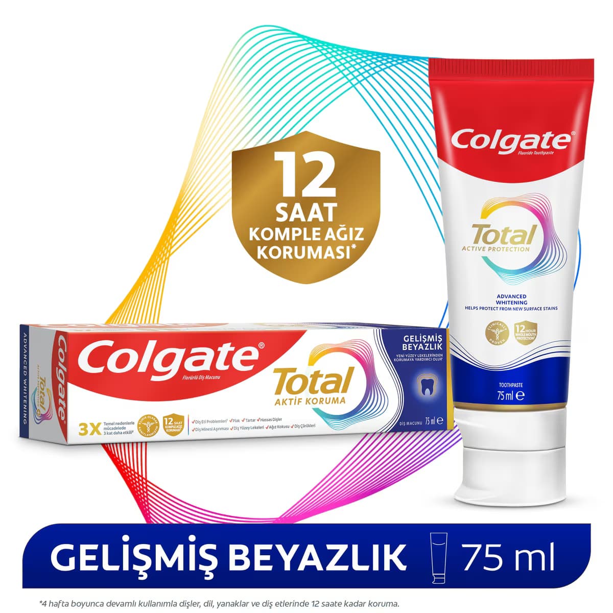 Colgate Total Gelişmiş Beyazlık Beyazlatıcı Diş Macunu 75 ml