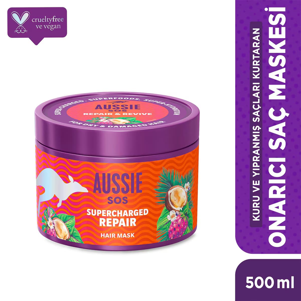 Aussie Sos Kuru Yıpranmış Saçlar için Saç Maskesi 500 ml