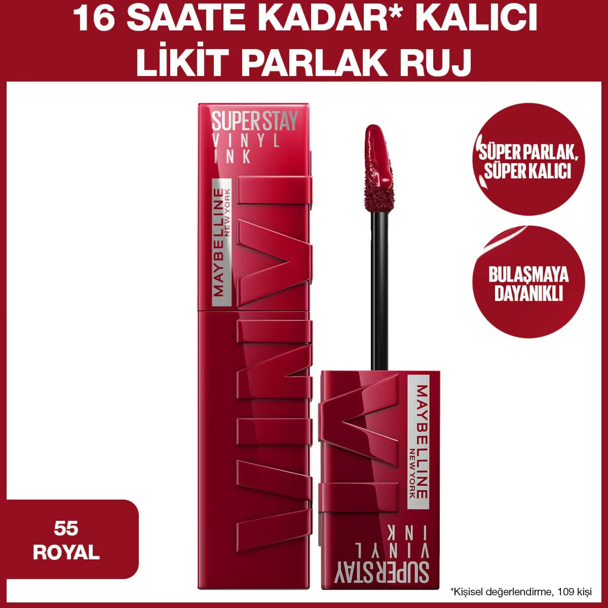 Maybelline New York Vinyl Ink Ruj Royal No: 55