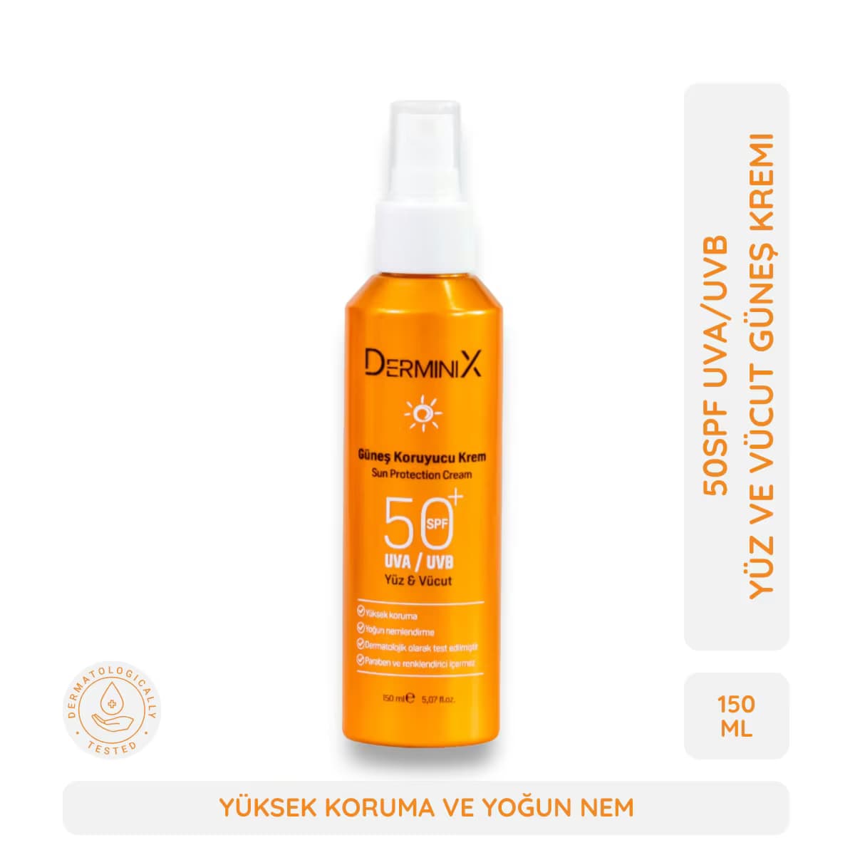 Derminix Yüz ve Vücut Güneş Koruyucu Sprey Krem Spf50+ 150 ml