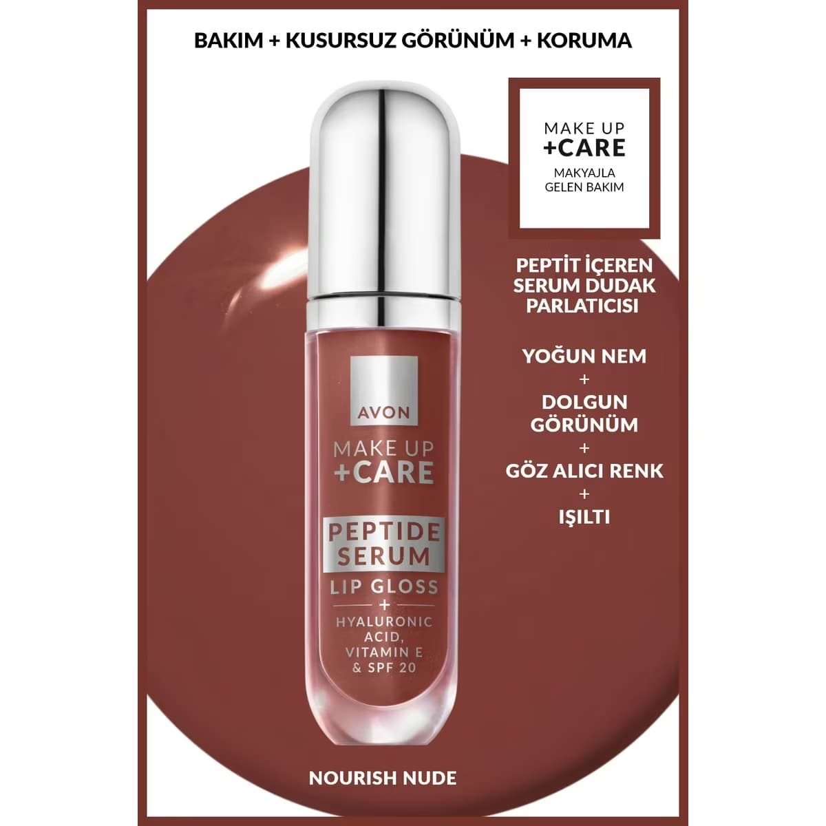 Avon Make Up + Care Peptit İçeren Serum Gloss Dudak Parlatıcısı Nourish Nude