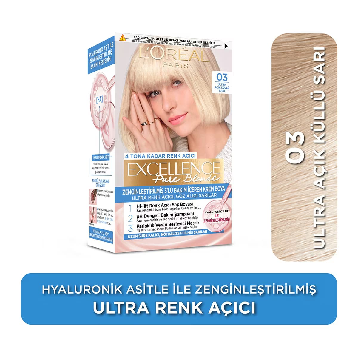 L'Oreal Paris Excellence Ultra Açık Küllü Sarı Saç Boyası 03
