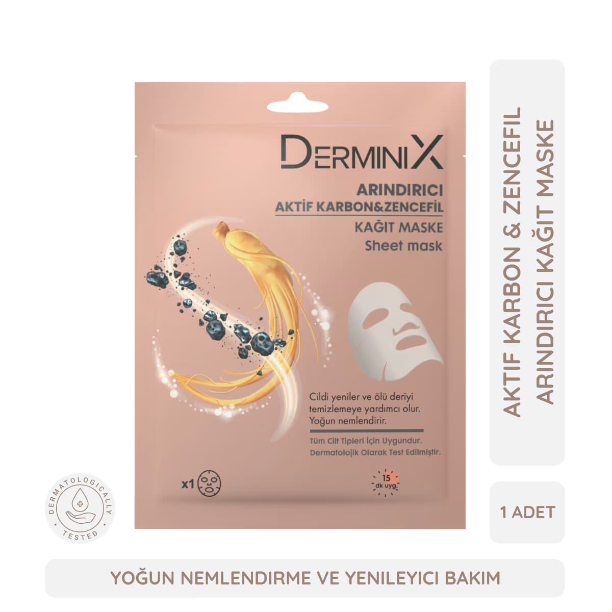 Derminix Arındırıcı Kağıt Maske Aktif Karbon ve Zencefil 1 Adet