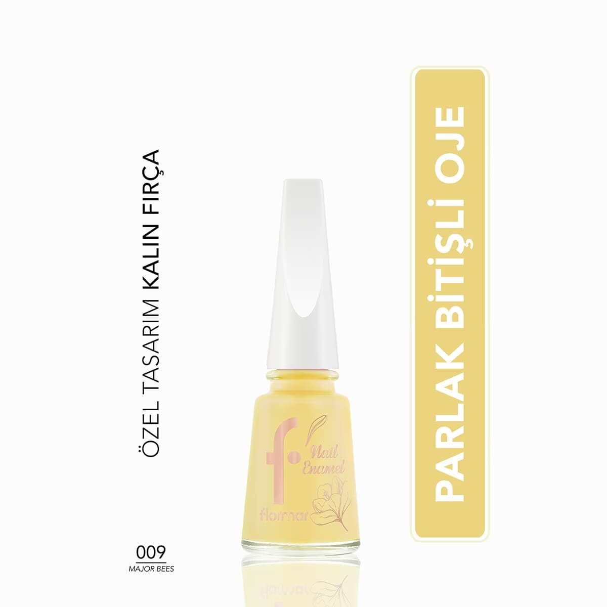 Flormar Blossom Yüksek Pigmentli & Parlak Bitişli Kalın Fırçalı Oje No: 009 Major Bees