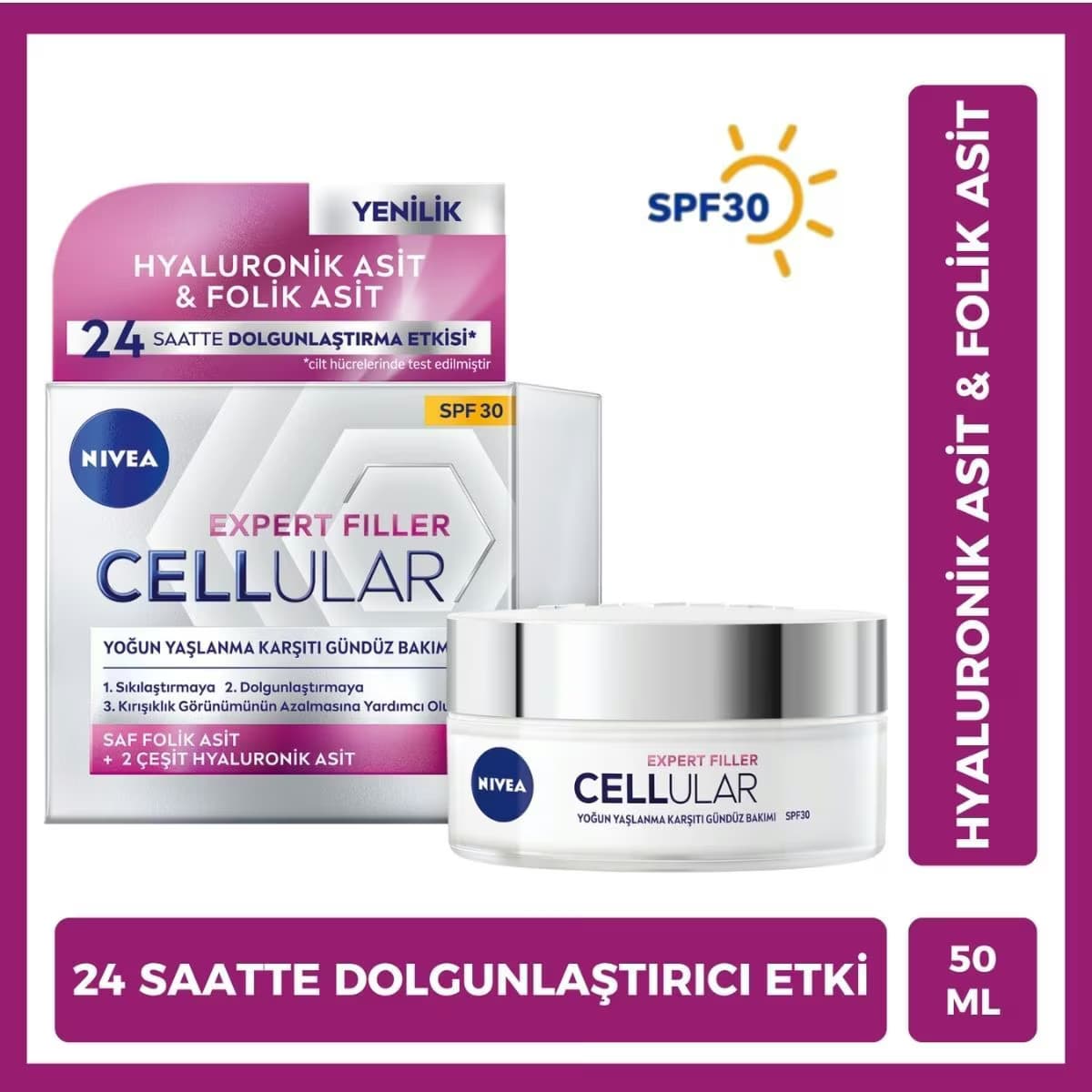 Nivea Cellular Expert Filler Yoğun Yaşlanma Karşıtı SPF30 Gündüz Yüz Bakım Kremi 50 ml