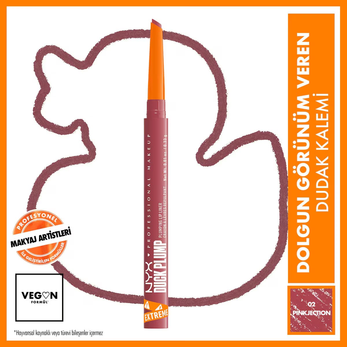 Nyx Professional Makeup Duck Plump Dolgun Görünüm Veren Dudak Kalemi Pink Jection