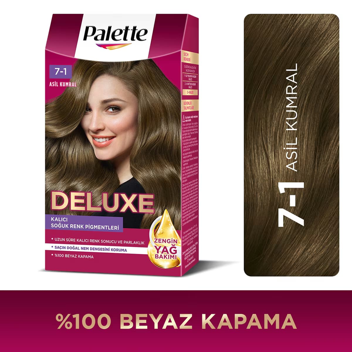 Palette Deluxe Yoğun Renkler Saç Boyası 7-1 Asil Kumral