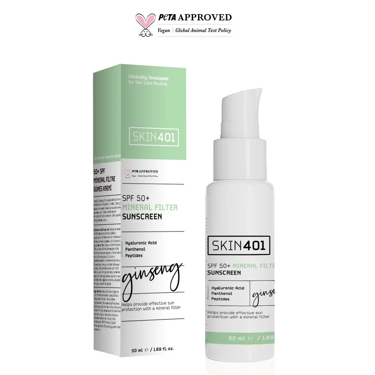 Skin401 Mineral Filtre Güneş Kremi Spf50 50 ml