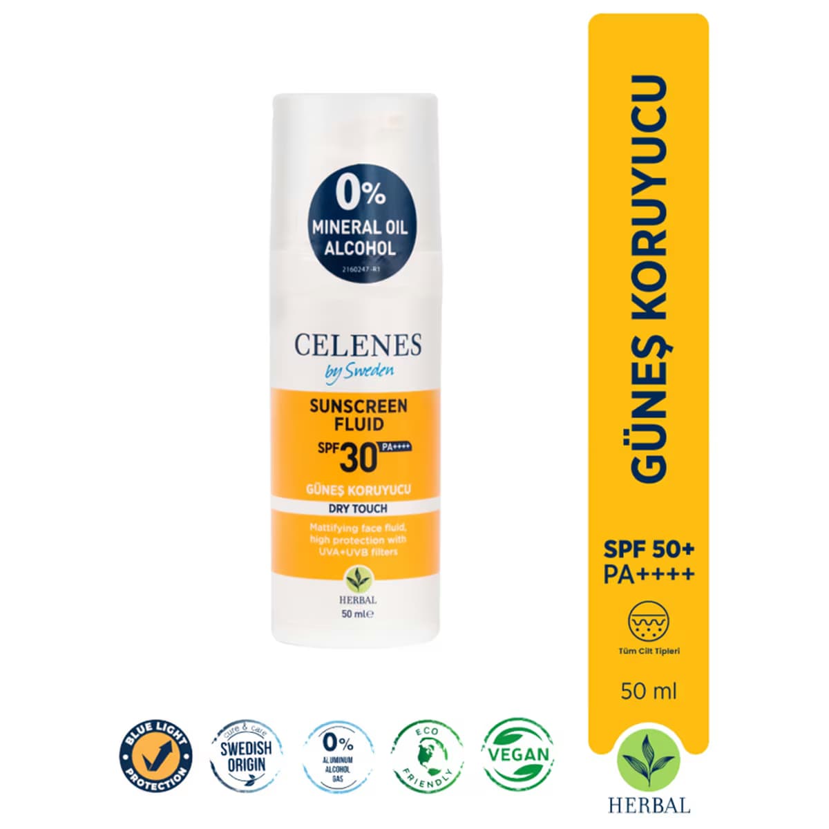 Celenes Dry Touch Güneş Koruyucu Fluid Spf30+50 ml