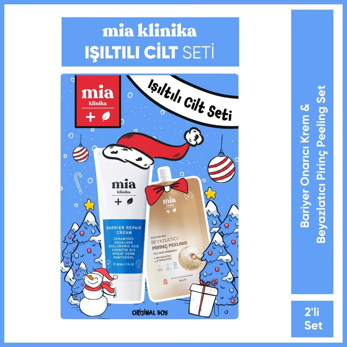 Mia Klinika Beyazlatıcı Pirinç Peeling 15 ml + Bariyer Onarıcı Krem 50 ml
