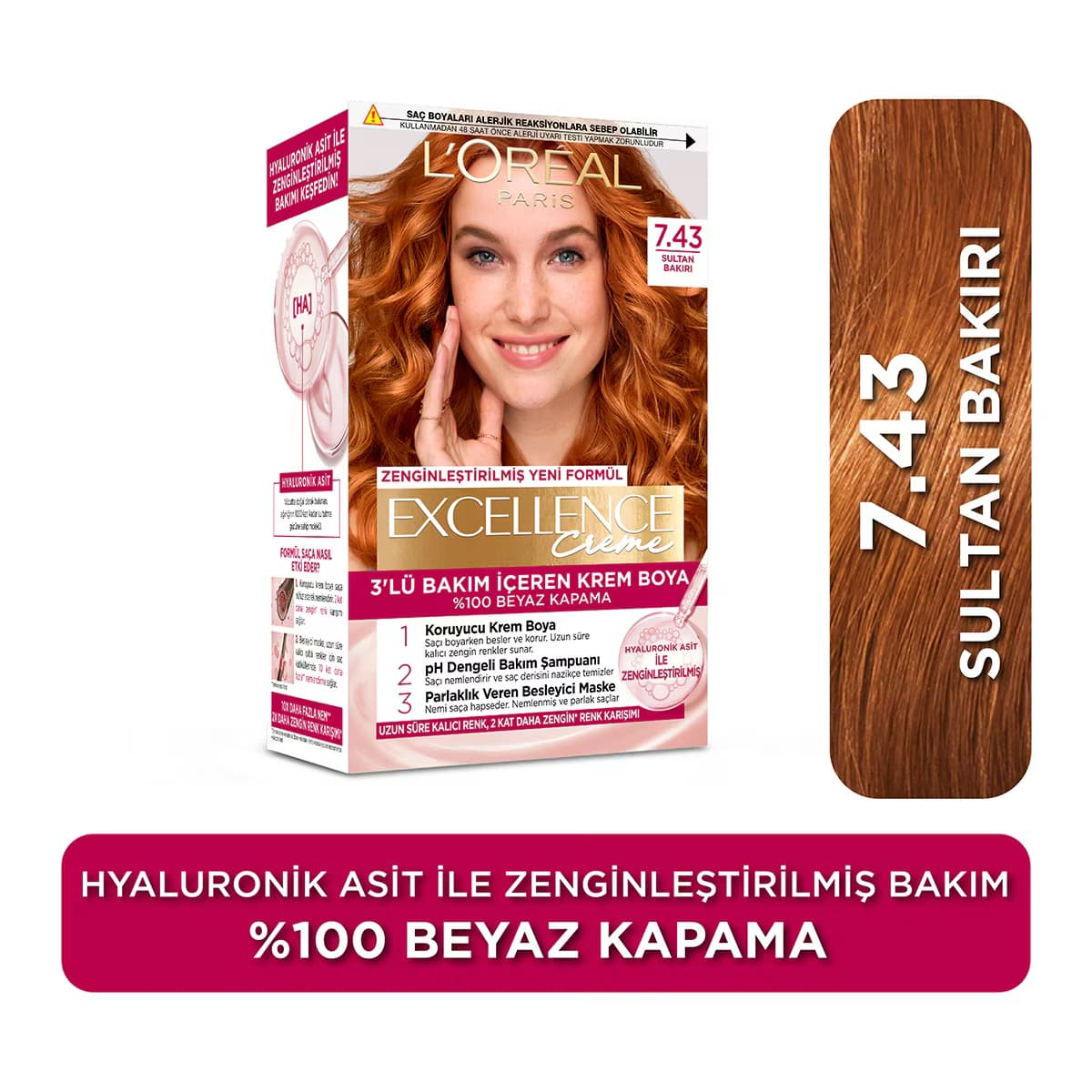 L'Oreal Paris Excellence Sultan Bakırı Saç Boyası 7.43