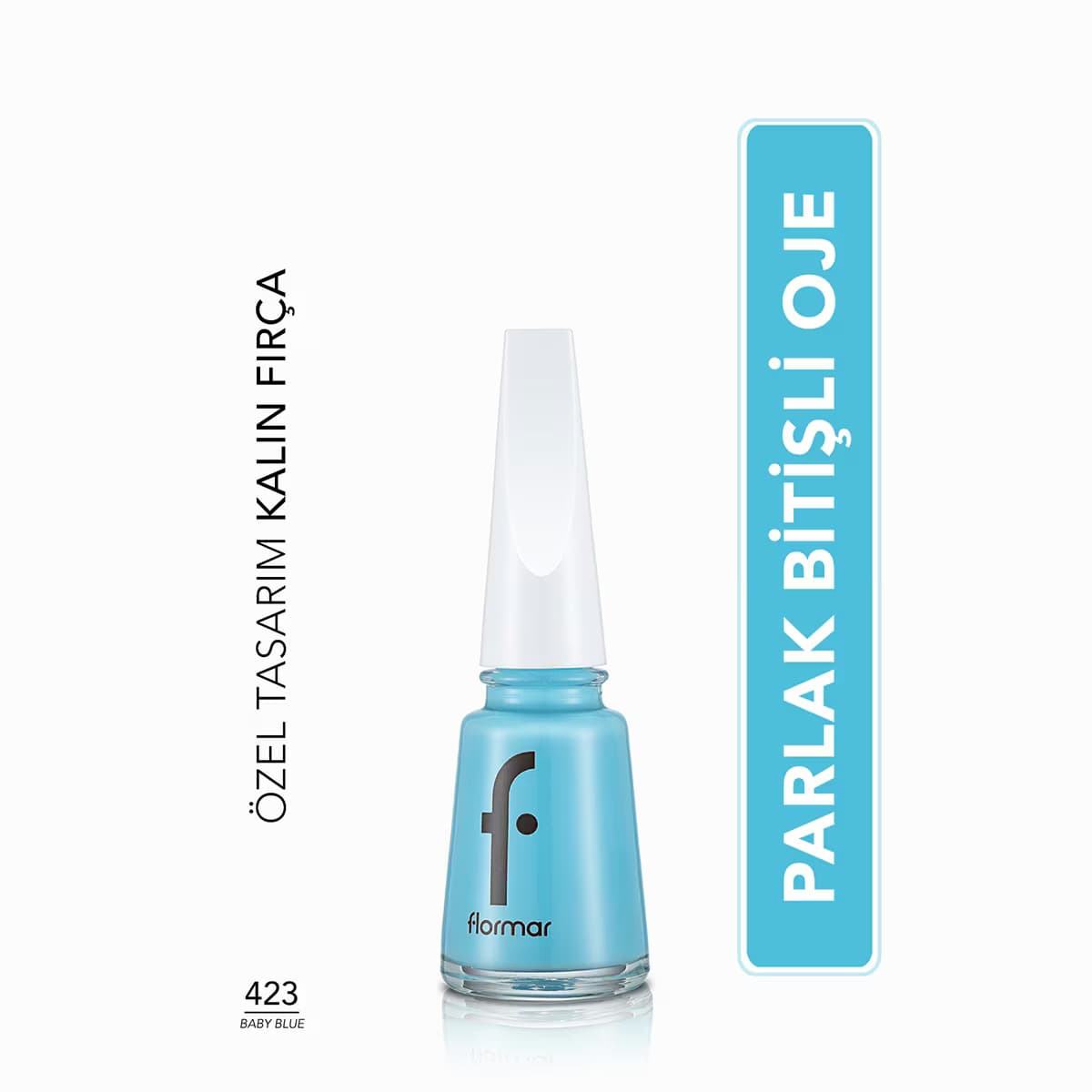 Flormar Nail Enamel Yoğun Pigmentli Parlak Oje No: 423 Baby Blue