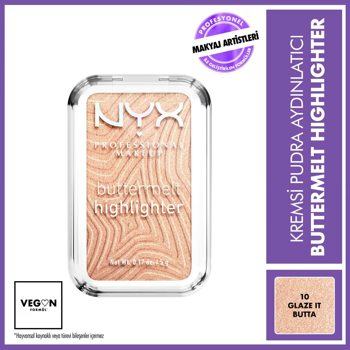 Nyx Professional Makeup Buttermelt Highlighter Kremsi Pudra Aydınlatıcı 10 Glaze It Butta