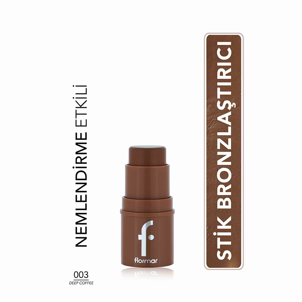 Flormar To Go Yoğunluğu Ayarlanabilir & Doğal Bitişli Kremsi Stick Bronzer - 003 Deep Coffee