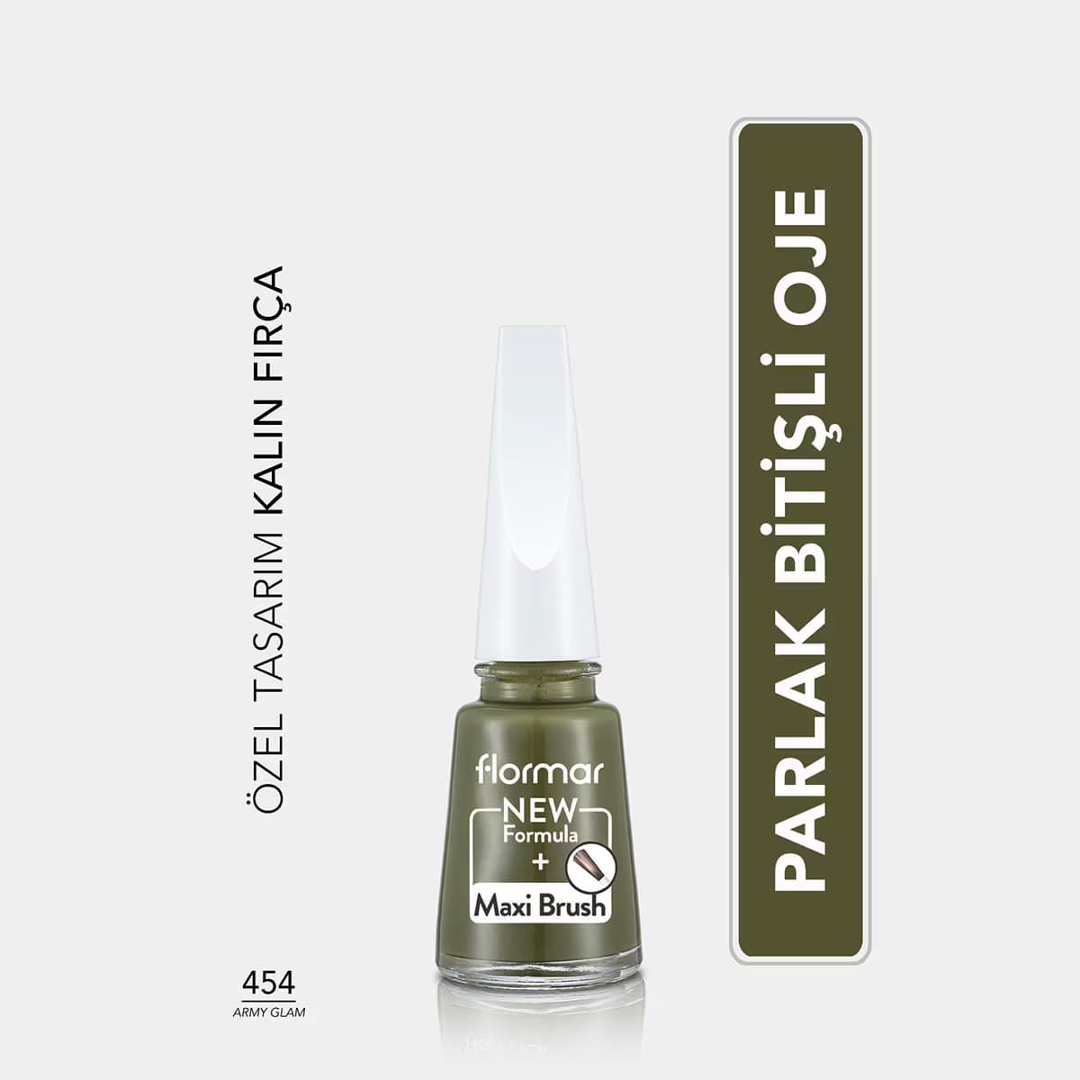 Flormar Nail Enamel Yoğun Pigmentli Parlak Oje No: 454 Army Glam