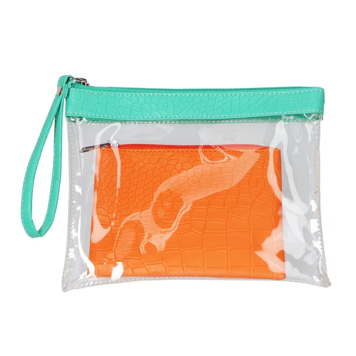Miine Çanta Clutch Yeşil Kroko 2'li