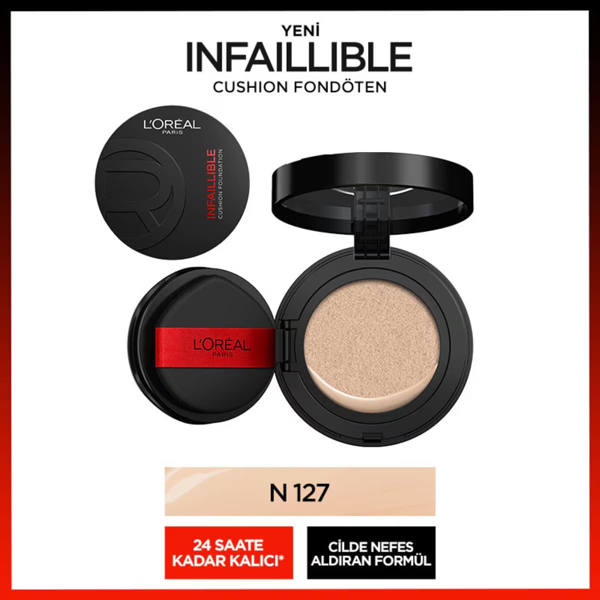 L'Oréal Paris Freshwear Cushion Fondöten 24H Air Wear 127
