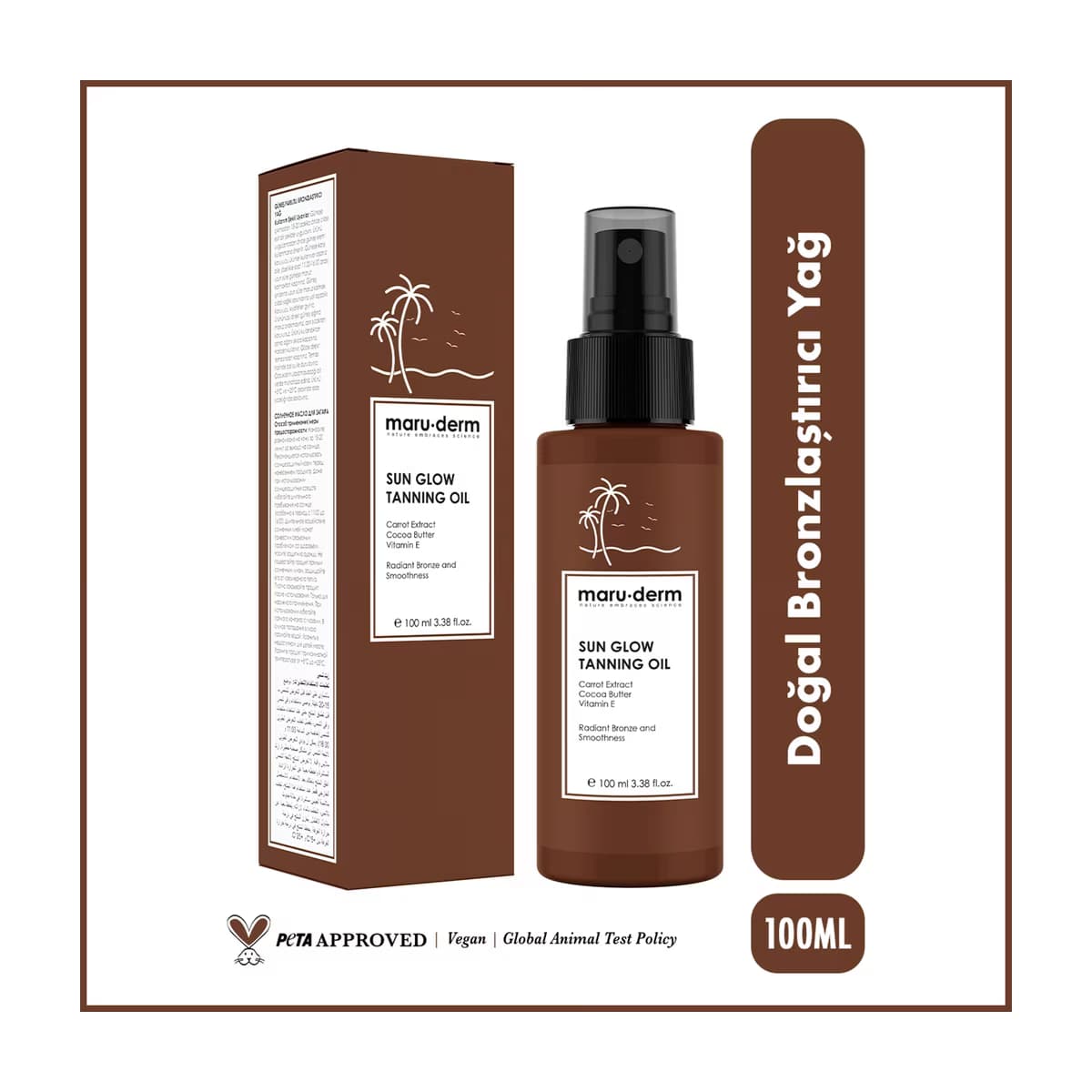 Maruderm Sun Glow Tanning Oil SPF 0 Doğal Bronzlaştırıcı Yağ 100 ml - Gratis