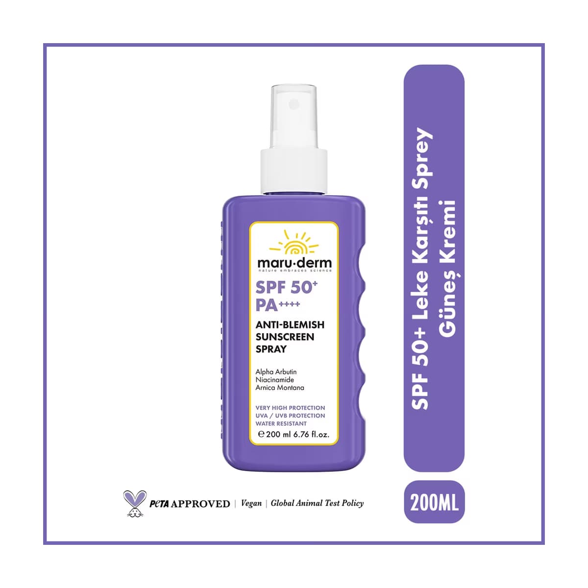Maruderm 50+SPF Leke Karşıtı Vücut Güneş Spreyi 200 ml - Gratis