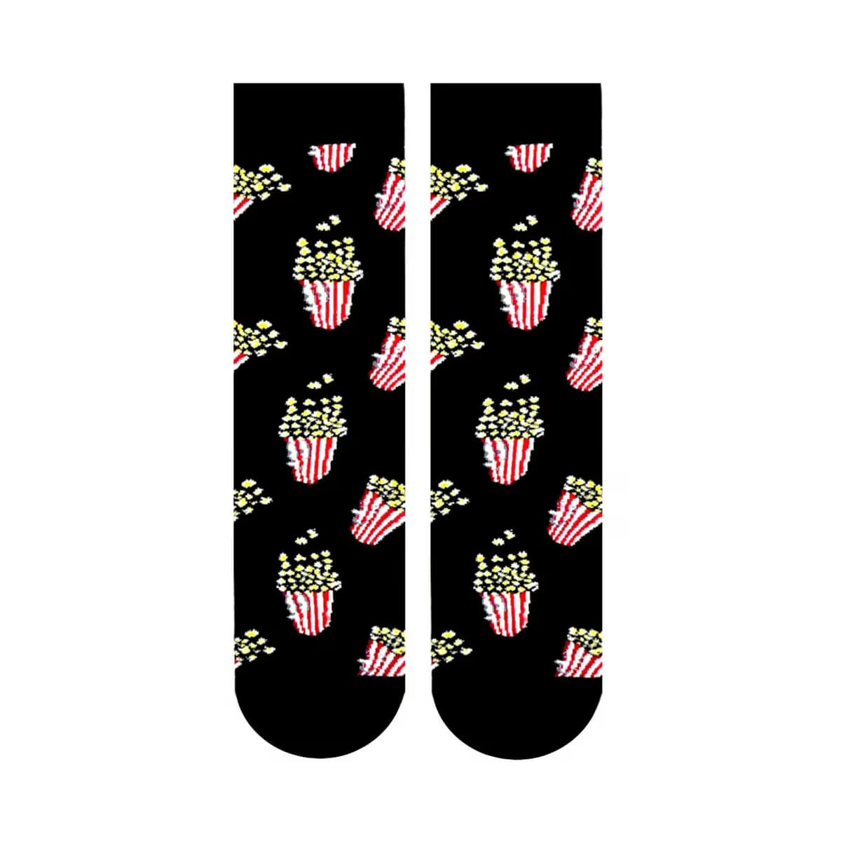 Carnaval Socks Popcorn Desenli Siyah Soket Çorap, 1 adet