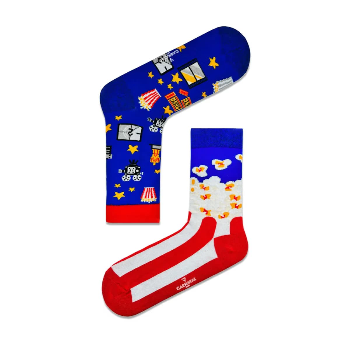 Carnaval Socks Sağ Sol Farklı Popcorn Desenli Soket Çorap, 1 Adet
