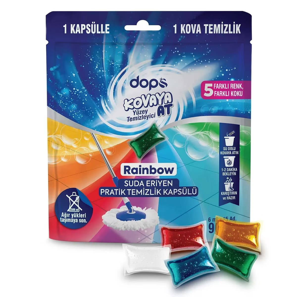 Dops Kovaya At Yüzey Temizleme Kapsülü Rainbow Karışık 15'li