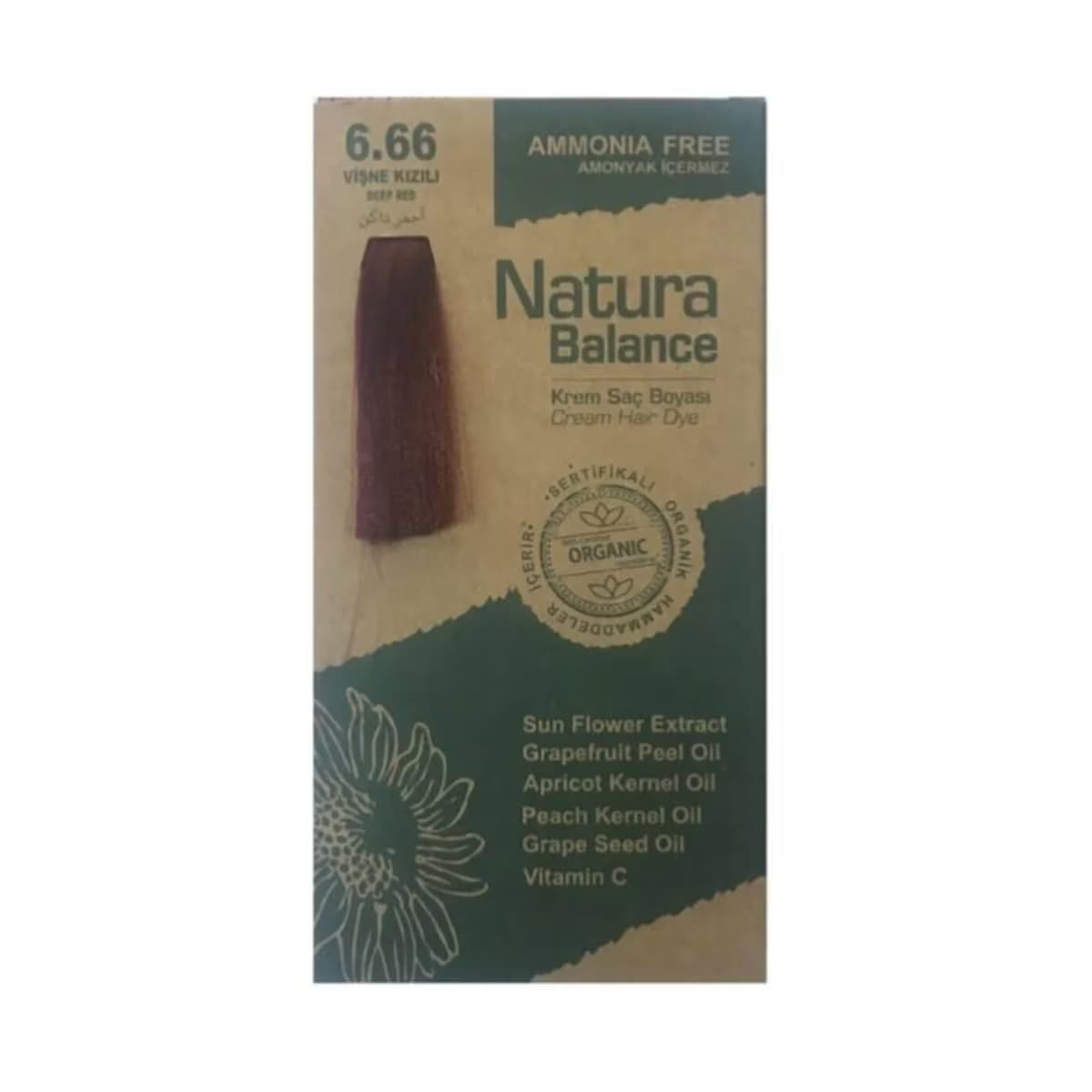 Natura Balance Krem Saç Boyası Vişne Kızılı 6.66 1 adet