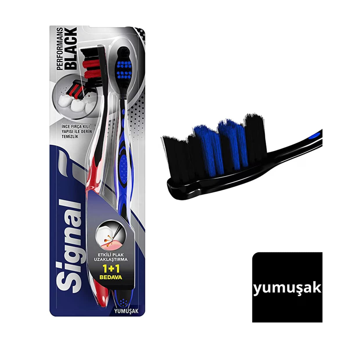 Signal Performans Black Etkili Plak Uzaklaştırma Diş Fırçası 1+1 (Yumuşak) - Gratis