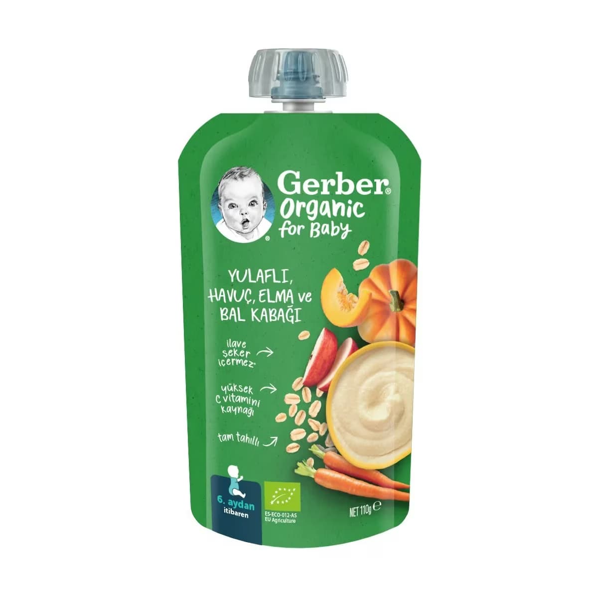 Gerber Organik Yulaflı Havuç Elma Bal Kabak Püresi 110 gr