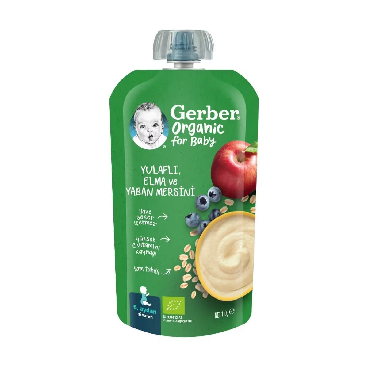 Gerber Organik Yulaflı Elma Ve Yaban Mersini 110 gr
