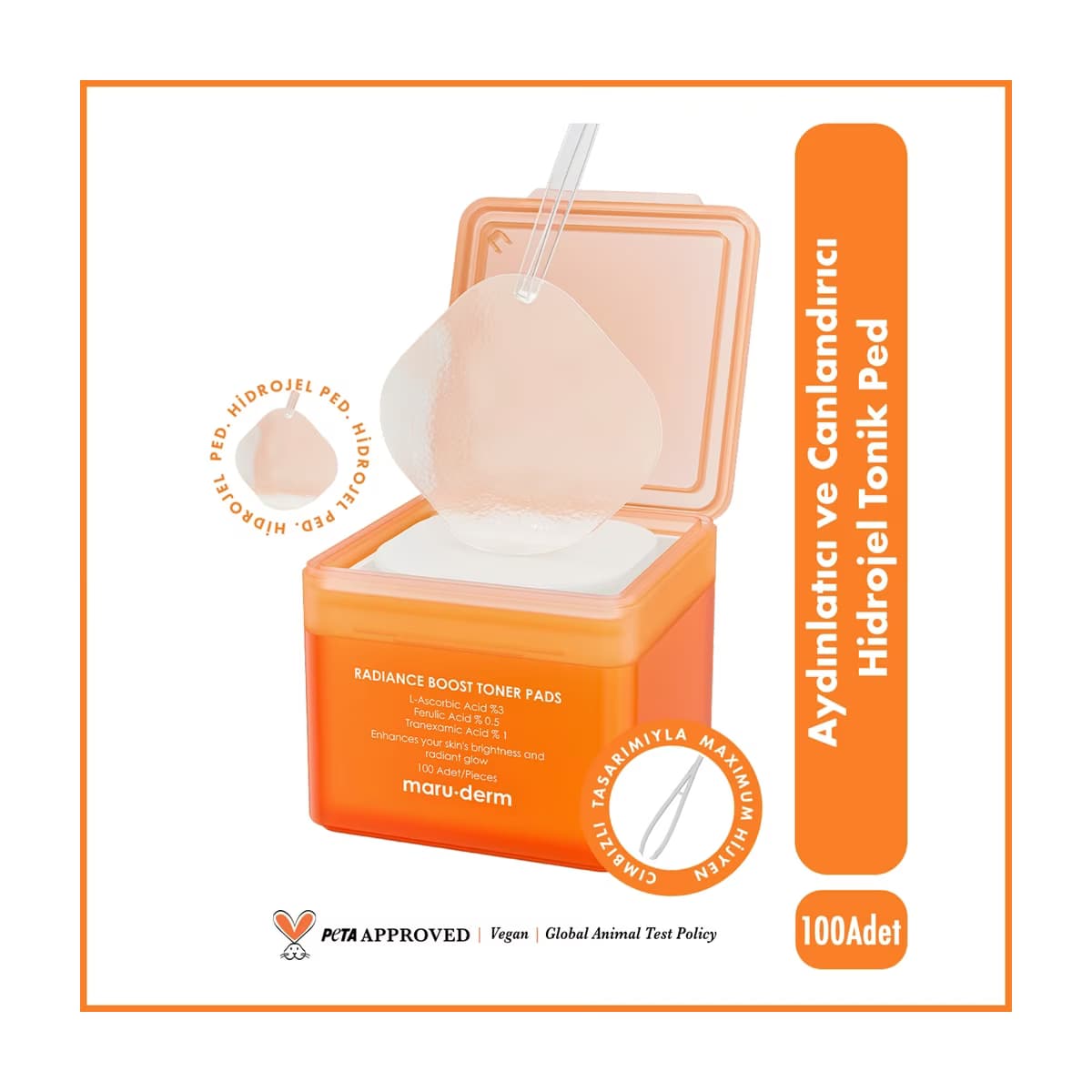 Maruderm Aydınlatıcı (Radiance Boost) Tonik Ped 100 Adet - Gratis