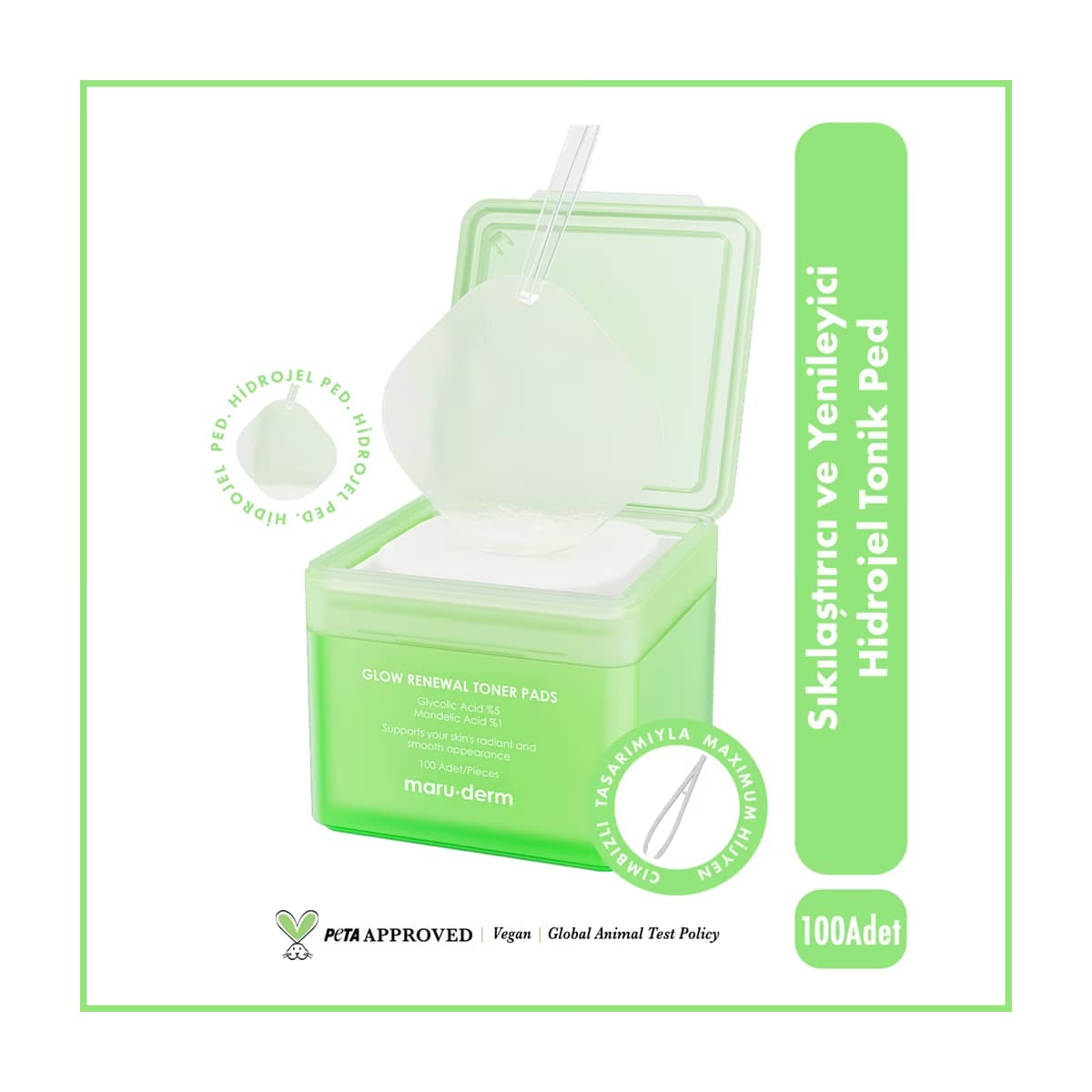 Maruderm Sıkılaştırıcı ve Yenileyici (Glow Renewal) Tonik Ped 100 Adet - Gratis