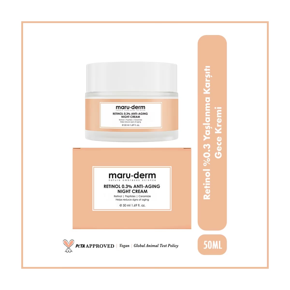 Maruderm Retinol %0,3 Yaşlanma Karşıtı Gece Kremi 50 ml - Gratis