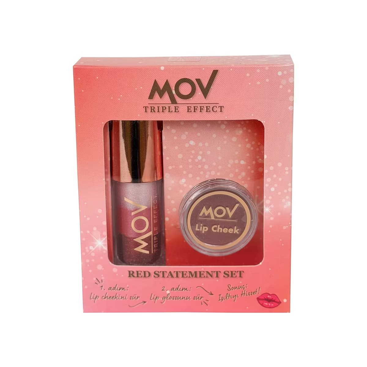 Mov Red Statement Lip Gloss + Allık - Gratis