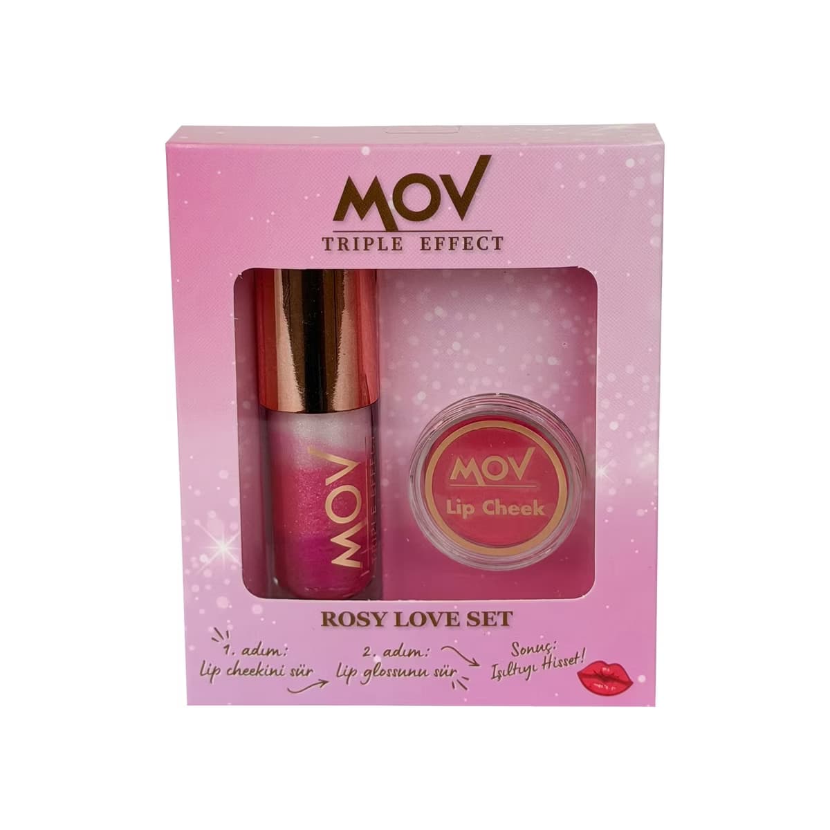 Mov Rosy Love Lip Gloss + Allık - Gratis