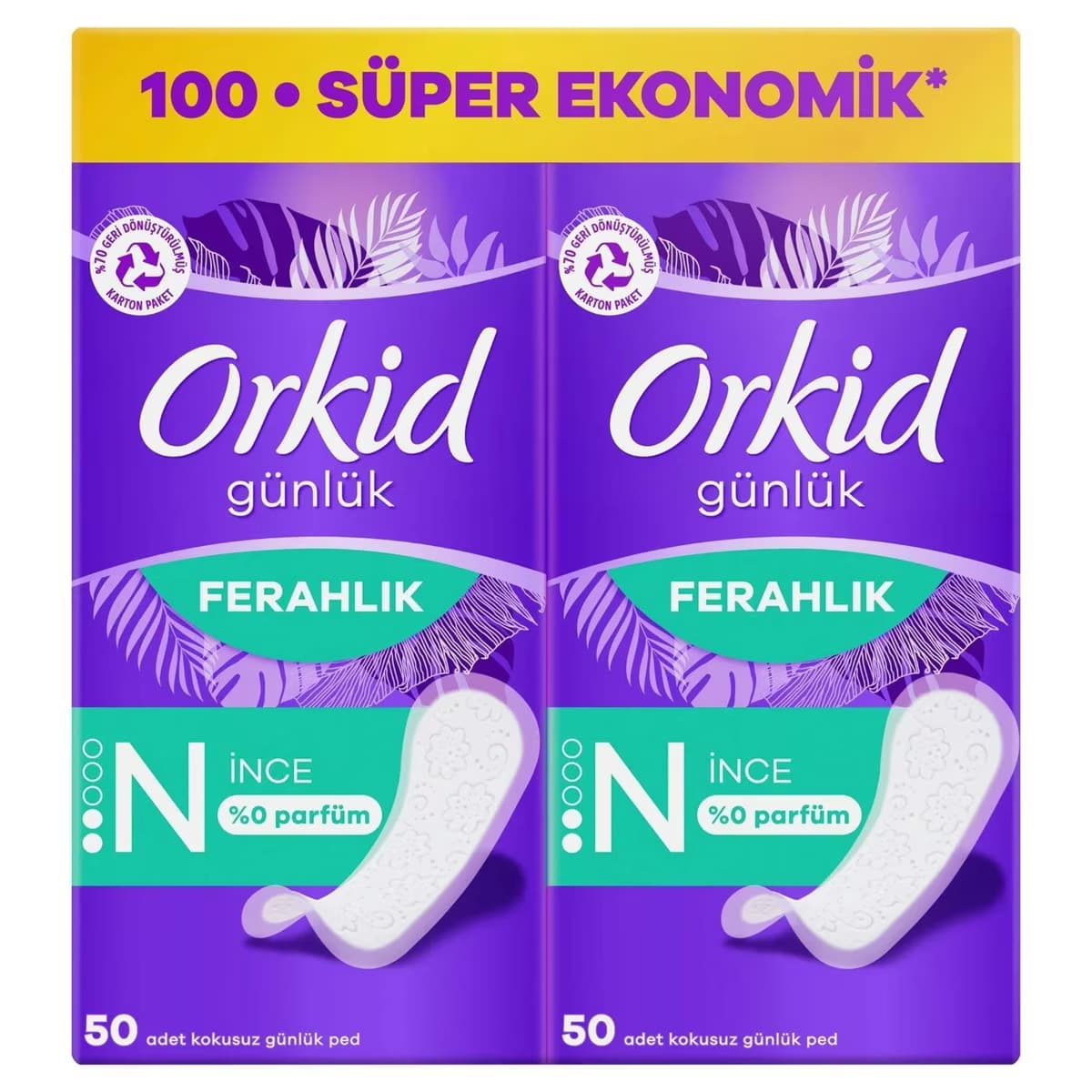 Orkid Günlük Ped Yaprak Dev Ekonomik Paket 100'lü