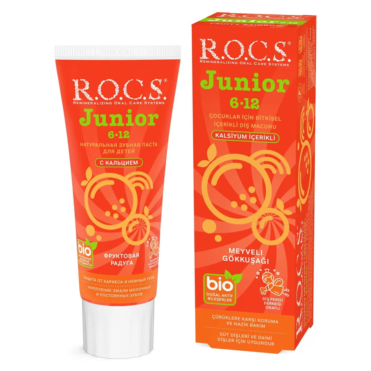 Rocs 6-12 Yaş Çocuklar İçin Diş Macunu Meyve Gökkuşağı 60 ml