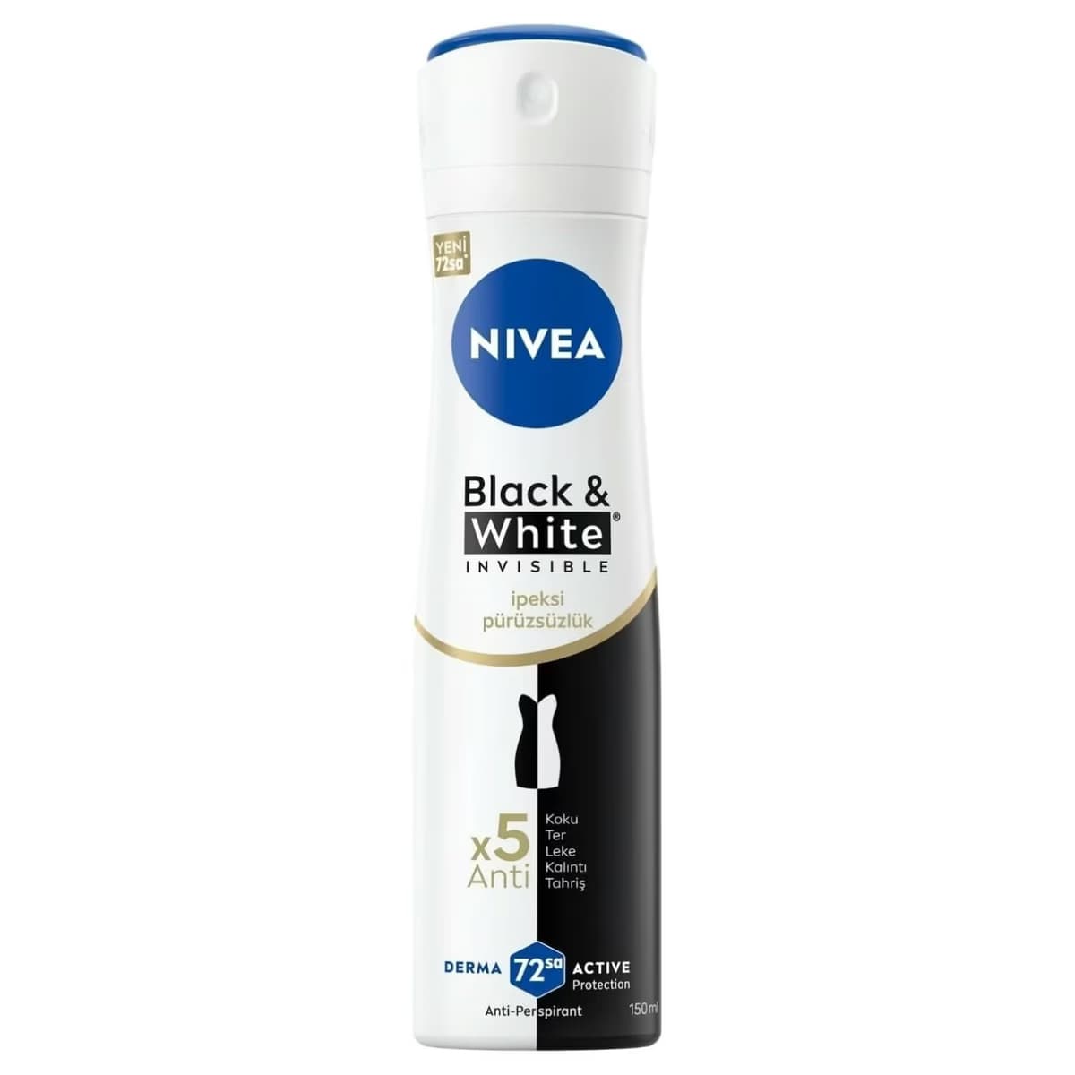 Nivea Kadın Sprey Deodorant 72h Anti-perspirant Black&White Invisible İpeksi Pürüzsüzlük 150 ml