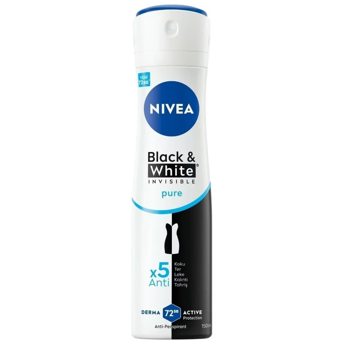 Nivea Kadın Sprey Deodorant 72h Black&White Invisible Pure Anti-perspirant Koruma 150 ml