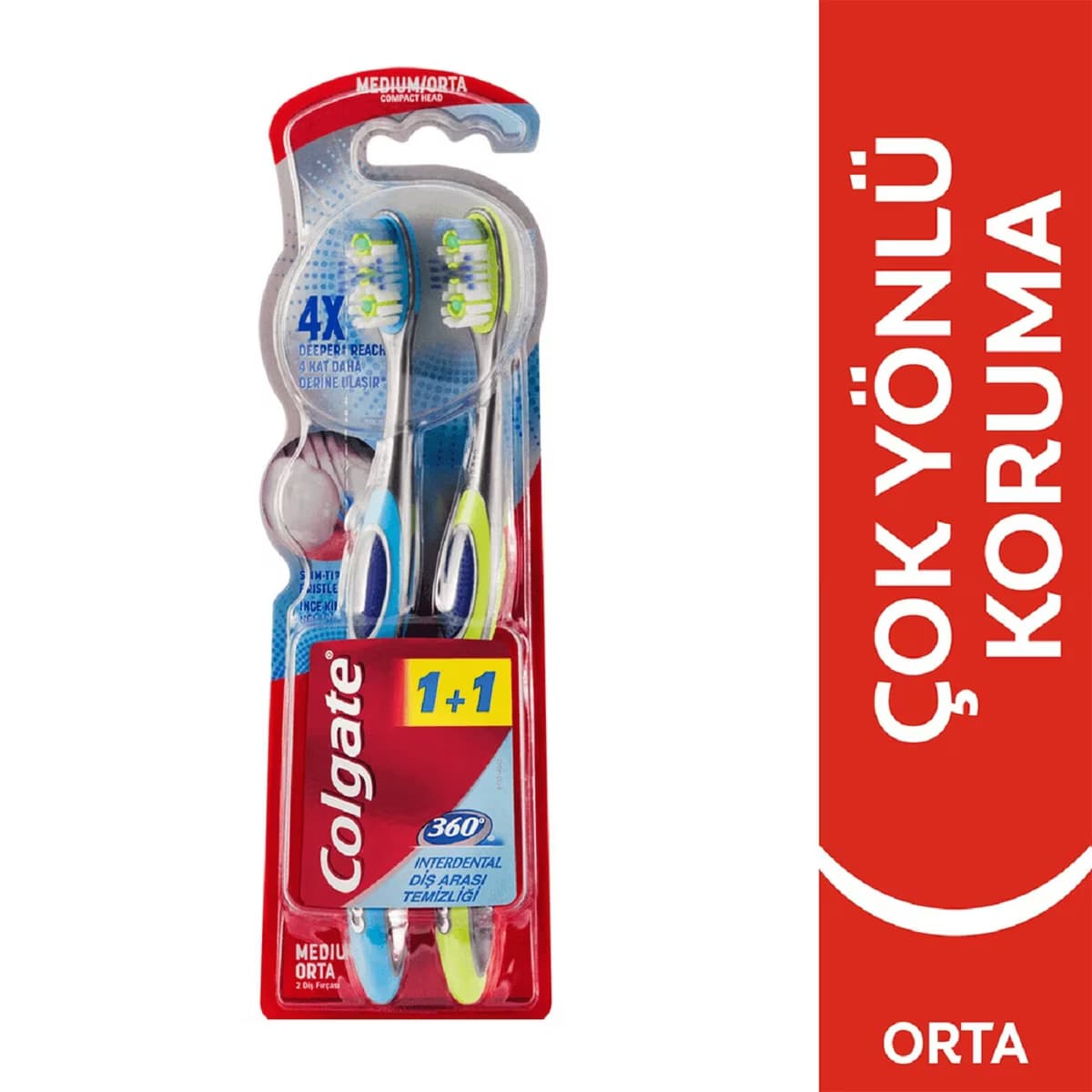 Colgate Dış Fırçası 360 1+1 Interdental Orta 2'li
