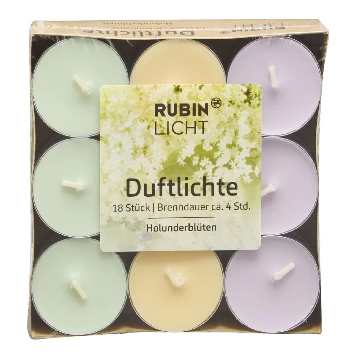 Rubinlicht Tealight Kokulu Mürver Çiçeği 18'li