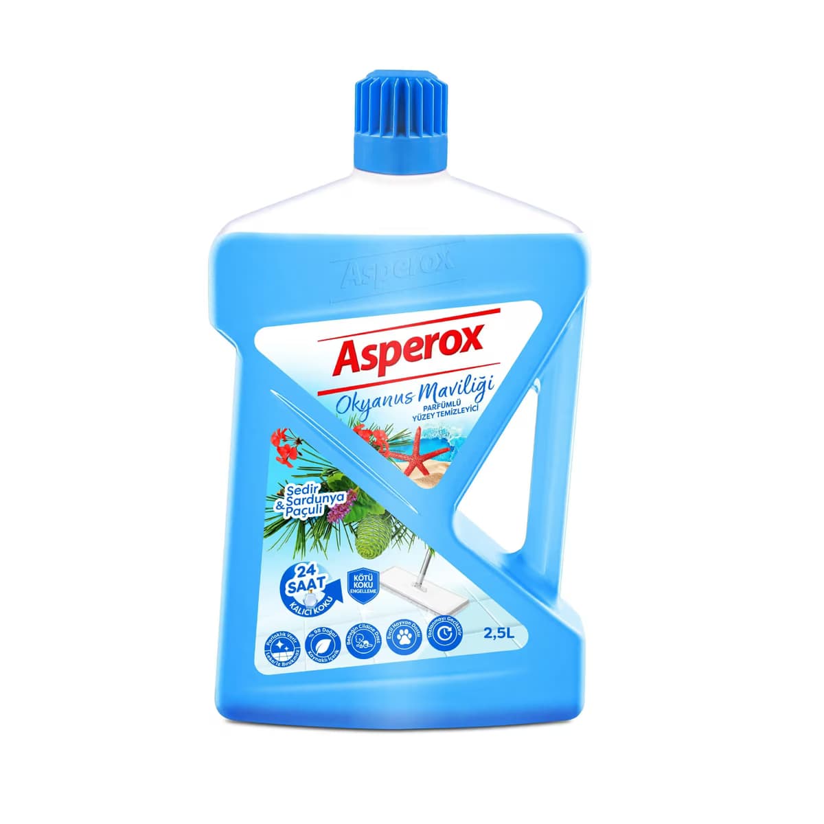 Asperox Okyanus Mavisi Yüzey Temizleyici Sedir ve Sardunya Paçuli 2,5 L