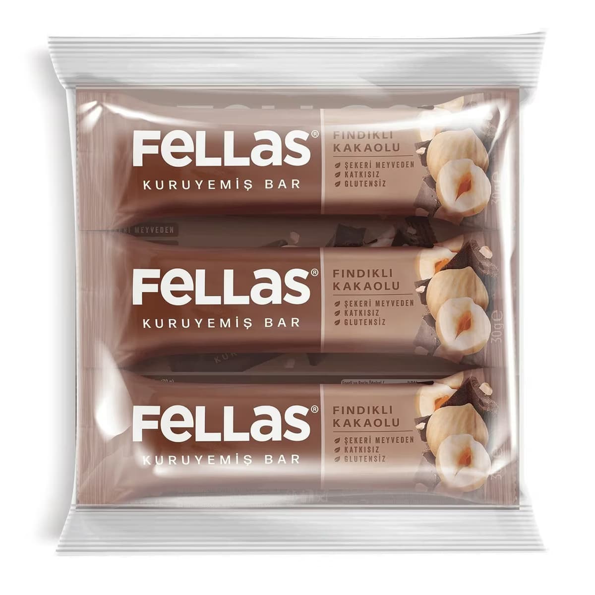 Fellas Fındıklı Kakaolu Kuruyemiş Bar, 3 x 30 gr