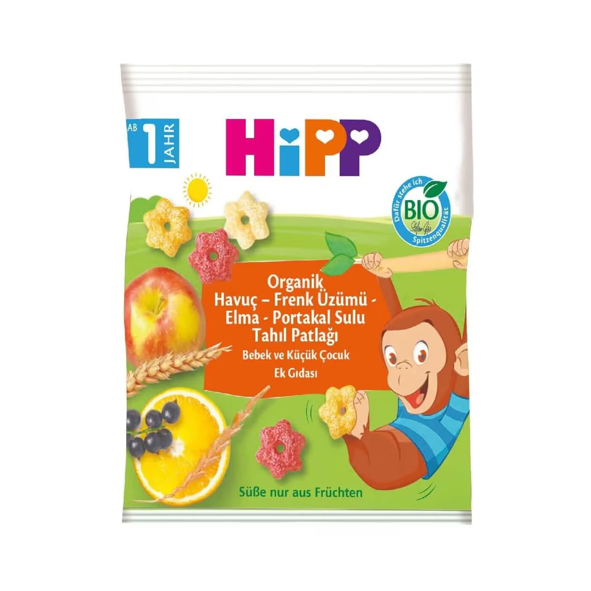 Hipp Organik Tahıl Patlağı Frenk Üzümü Elma Portakal Suyu 30 gr