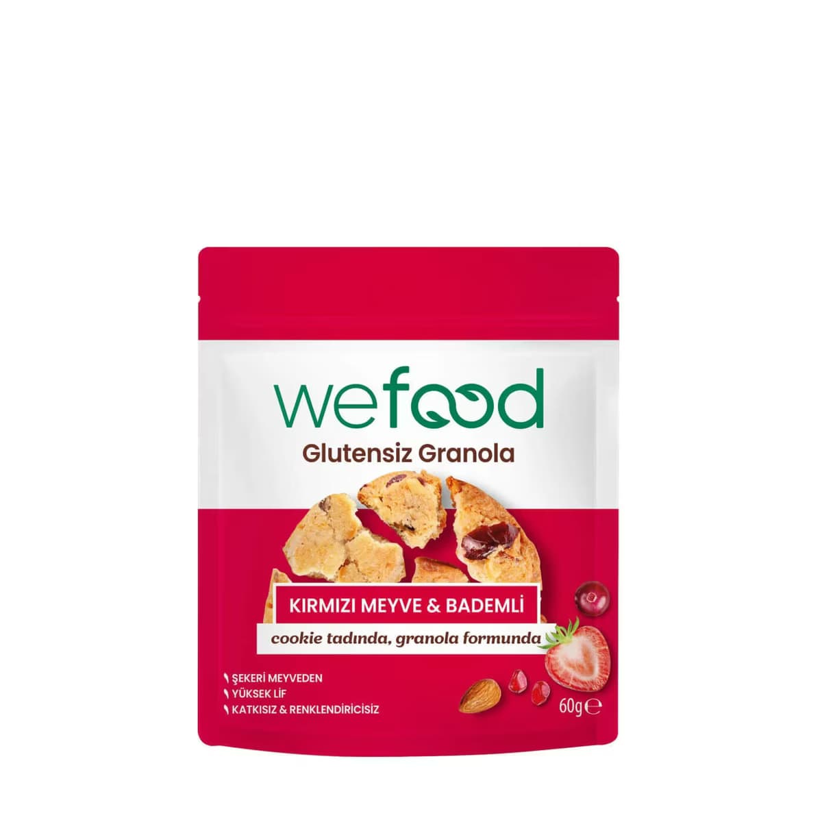 Wefood Glutensiz Granola Badem ve Kırmızı Meyve 60 gr
