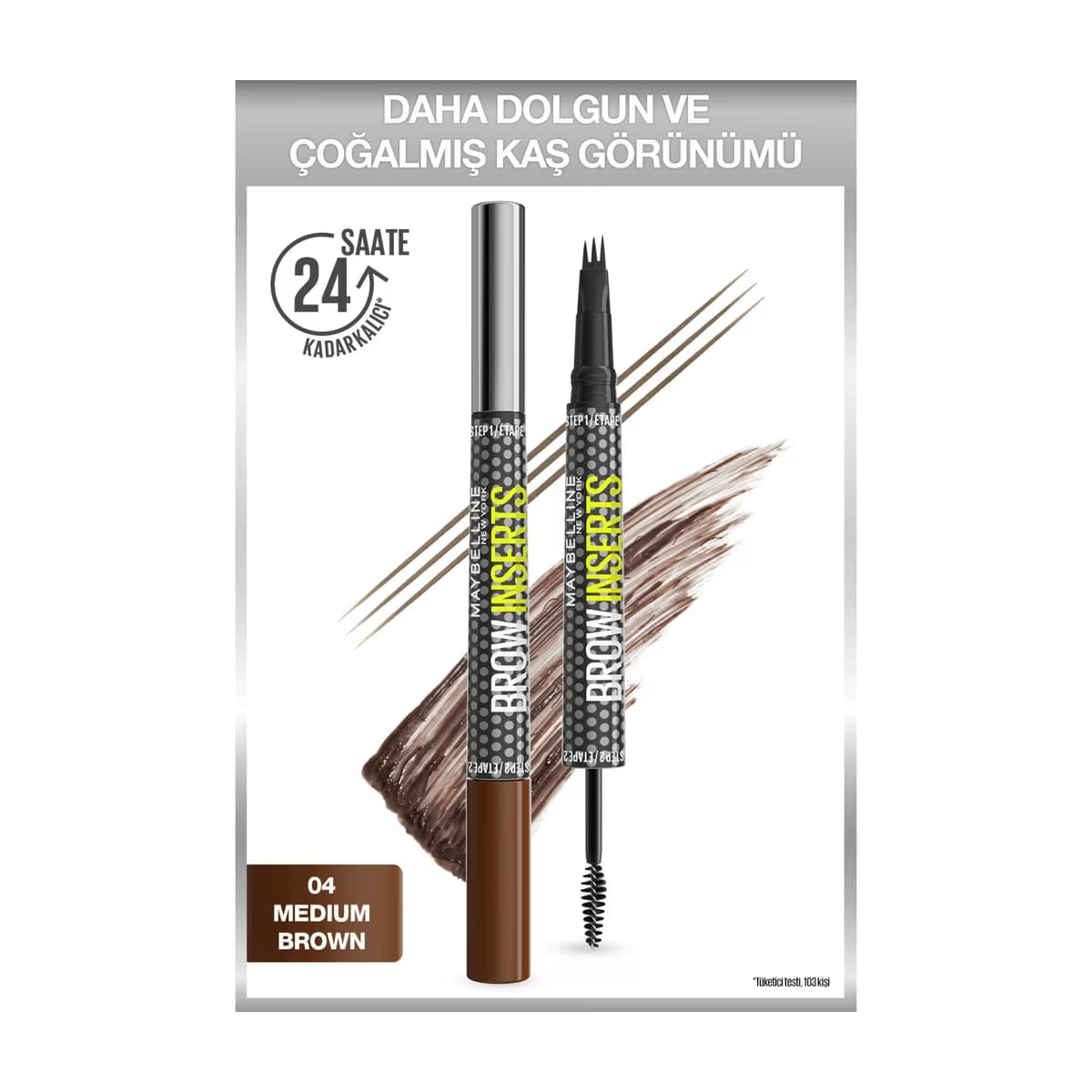 Maybelline New York Brow Insert Çift Uçlu Kaş Kalemi 04 Medium Brown - Gratis