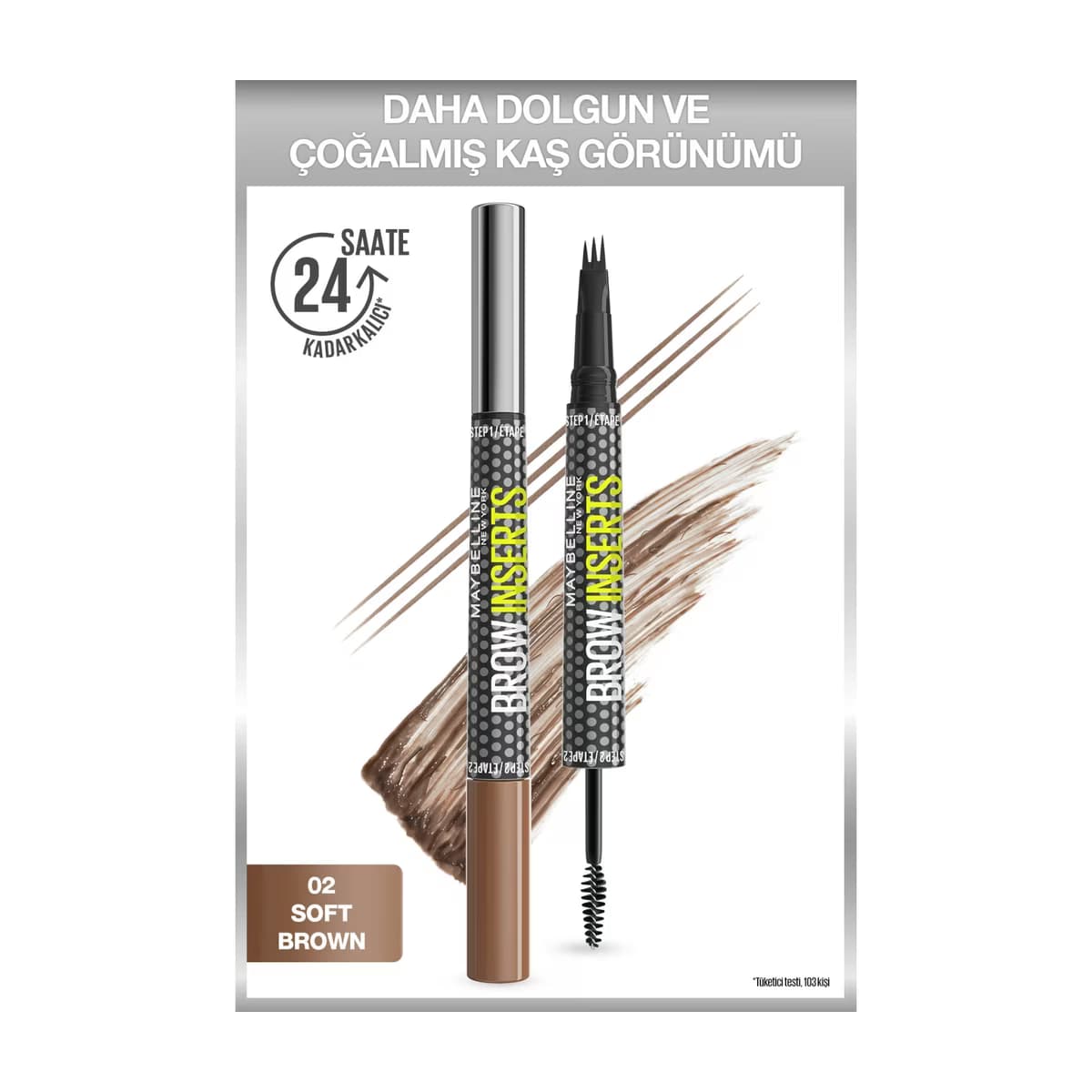 Maybelline New York Brow Insert Çift Uçlu Kaş Kalemi 02 Soft Brown - Gratis