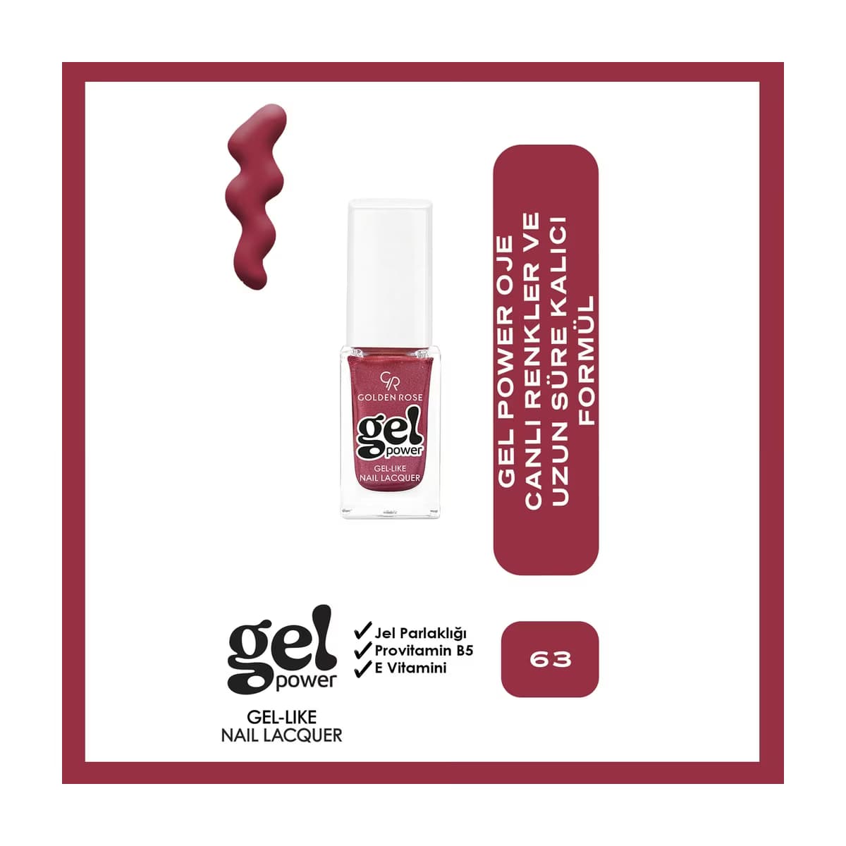 Golden Rose Power Gel Like Nail Oje No: 63 - Gratis
